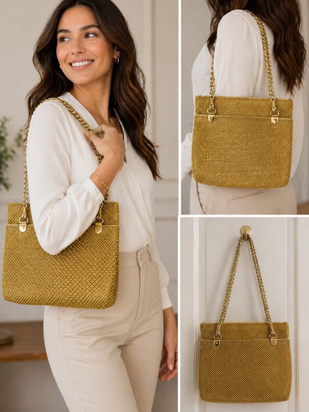 Gold Beaded Evening Shoulder Bag by Marlo ✨ NWOT